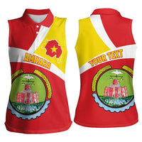 Personalized Ethiopia Amhara Region Women Sleeveless Polo Shirt Coat Of Arms With Map
