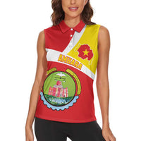 Personalized Ethiopia Amhara Region Women Sleeveless Polo Shirt Coat Of Arms With Map