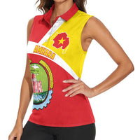 Personalized Ethiopia Amhara Region Women Sleeveless Polo Shirt Coat Of Arms With Map