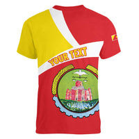 Personalized Ethiopia Amhara Region Women V-Neck T-Shirt Coat Of Arms With Map