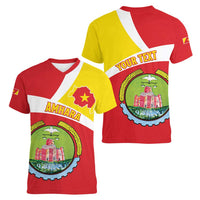 Personalized Ethiopia Amhara Region Women V-Neck T-Shirt Coat Of Arms With Map