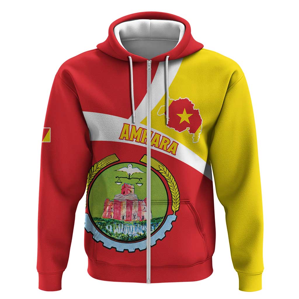 Personalized Ethiopia Amhara Region Zip Hoodie Coat Of Arms With Map