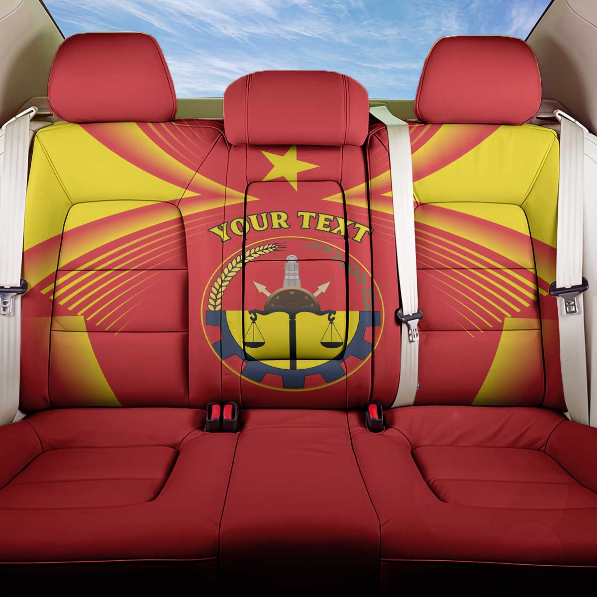 Personalized Ethiopia Tigray Region Back Car Seat Cover Coat Of Arms With Map