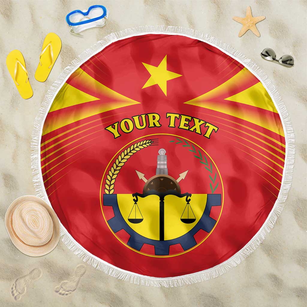 Personalized Ethiopia Tigray Region Beach Blanket Coat Of Arms With Map