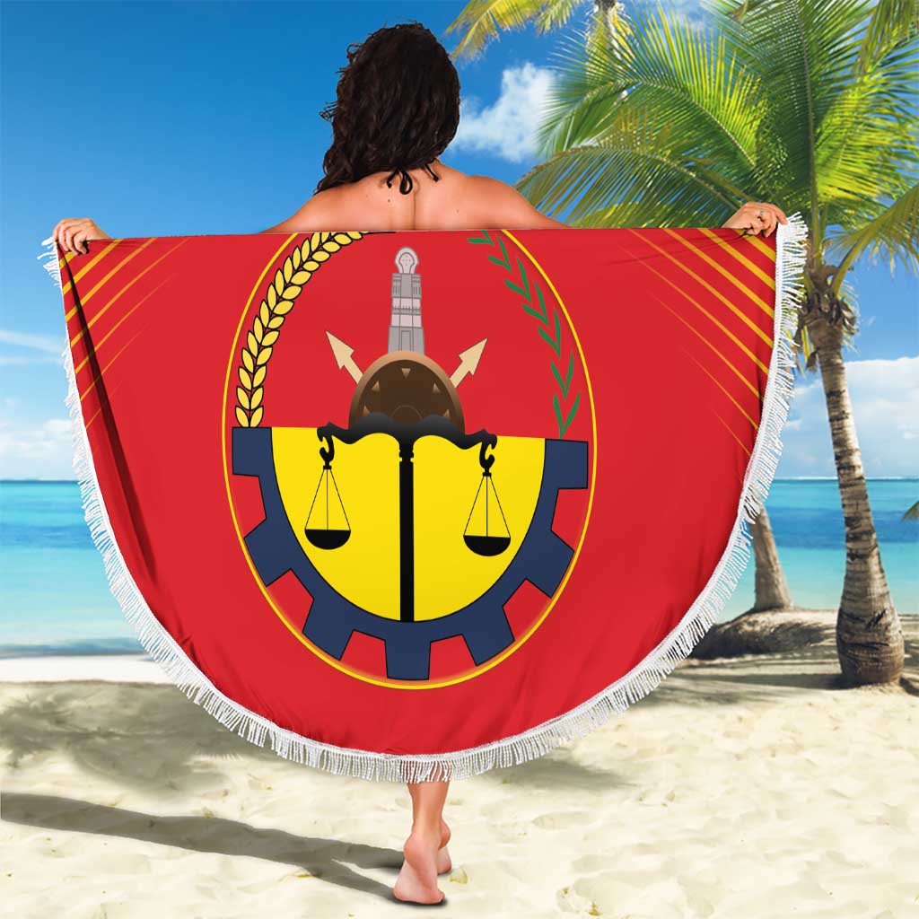 Personalized Ethiopia Tigray Region Beach Blanket Coat Of Arms With Map