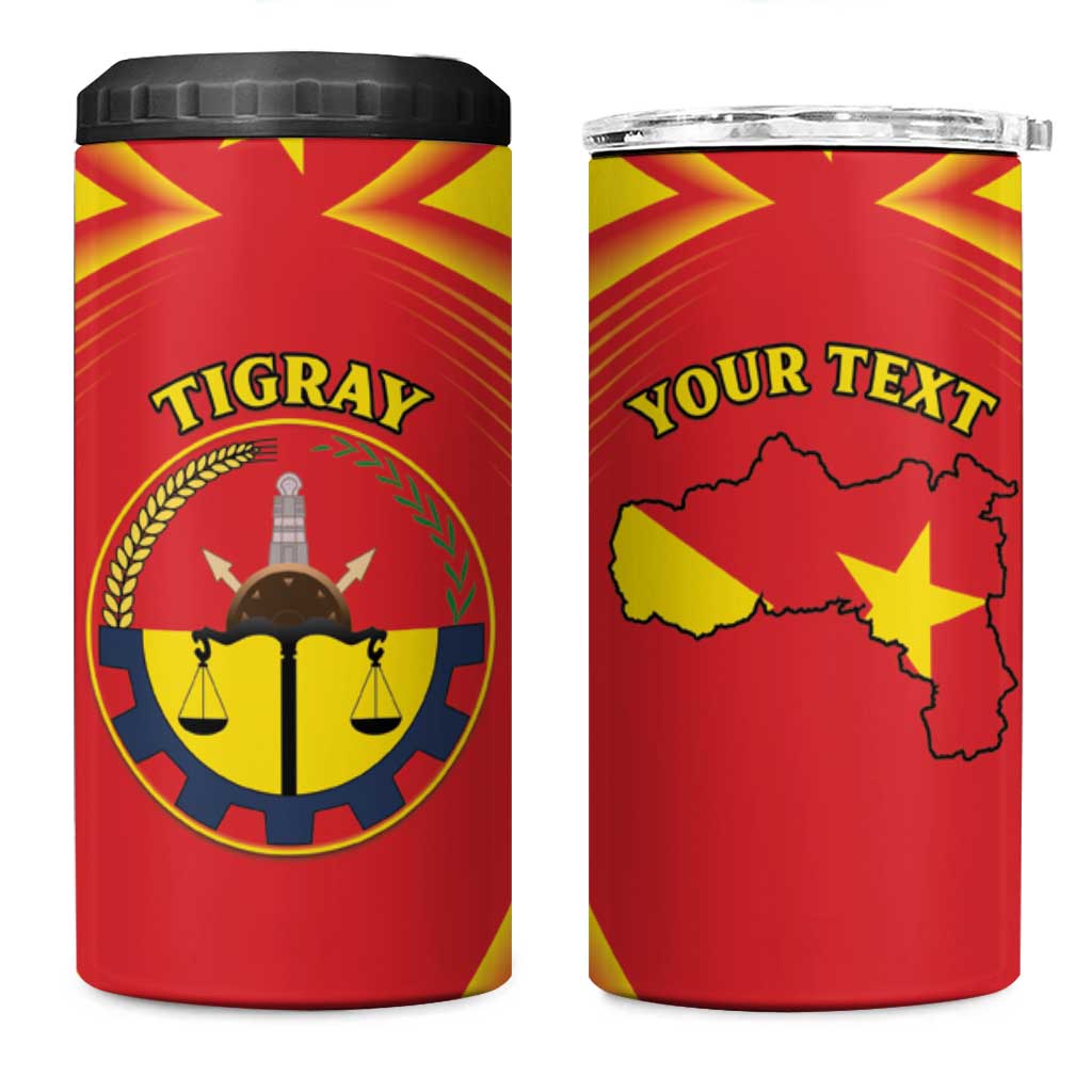Personalized Ethiopia Tigray Region 4 in 1 Can Cooler Tumbler Coat Of Arms With Map
