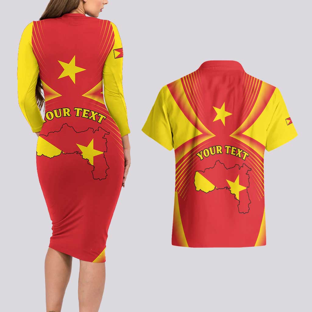 Personalized Ethiopia Tigray Region Couples Matching Long Sleeve Bodycon Dress and Hawaiian Shirt Coat Of Arms With Map