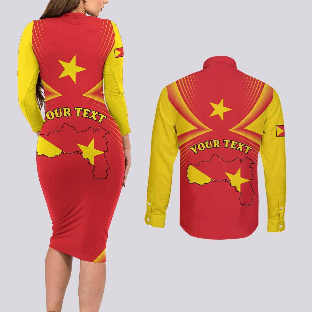 Personalized Ethiopia Tigray Region Couples Matching Long Sleeve Bodycon Dress and Long Sleeve Button Shirt Coat Of Arms With Map