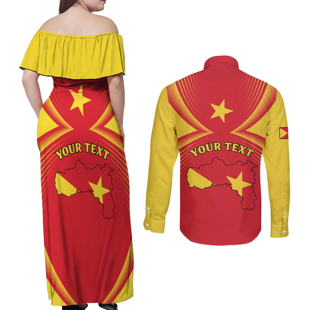 Personalized Ethiopia Tigray Region Couples Matching Off Shoulder Maxi Dress and Long Sleeve Button Shirt Coat Of Arms With Map