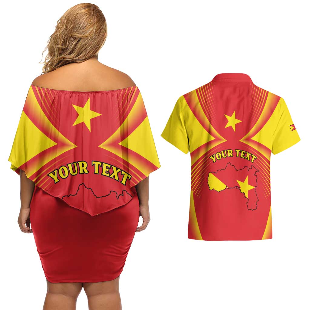 Personalized Ethiopia Tigray Region Couples Matching Off Shoulder Short Dress and Hawaiian Shirt Coat Of Arms With Map