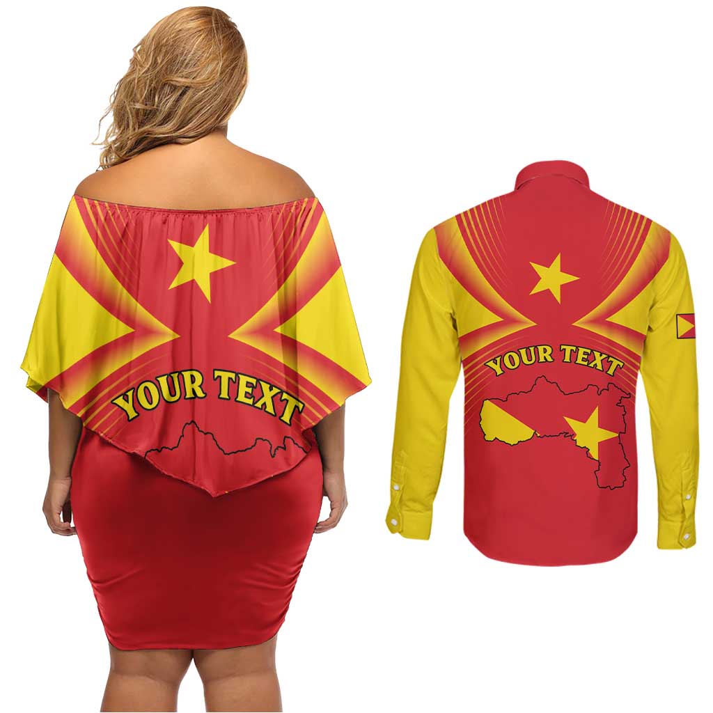 Personalized Ethiopia Tigray Region Couples Matching Off Shoulder Short Dress and Long Sleeve Button Shirt Coat Of Arms With Map