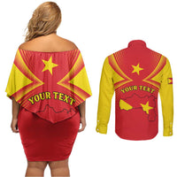 Personalized Ethiopia Tigray Region Couples Matching Off Shoulder Short Dress and Long Sleeve Button Shirt Coat Of Arms With Map