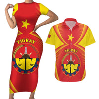Personalized Ethiopia Tigray Region Couples Matching Short Sleeve Bodycon Dress and Hawaiian Shirt Coat Of Arms With Map