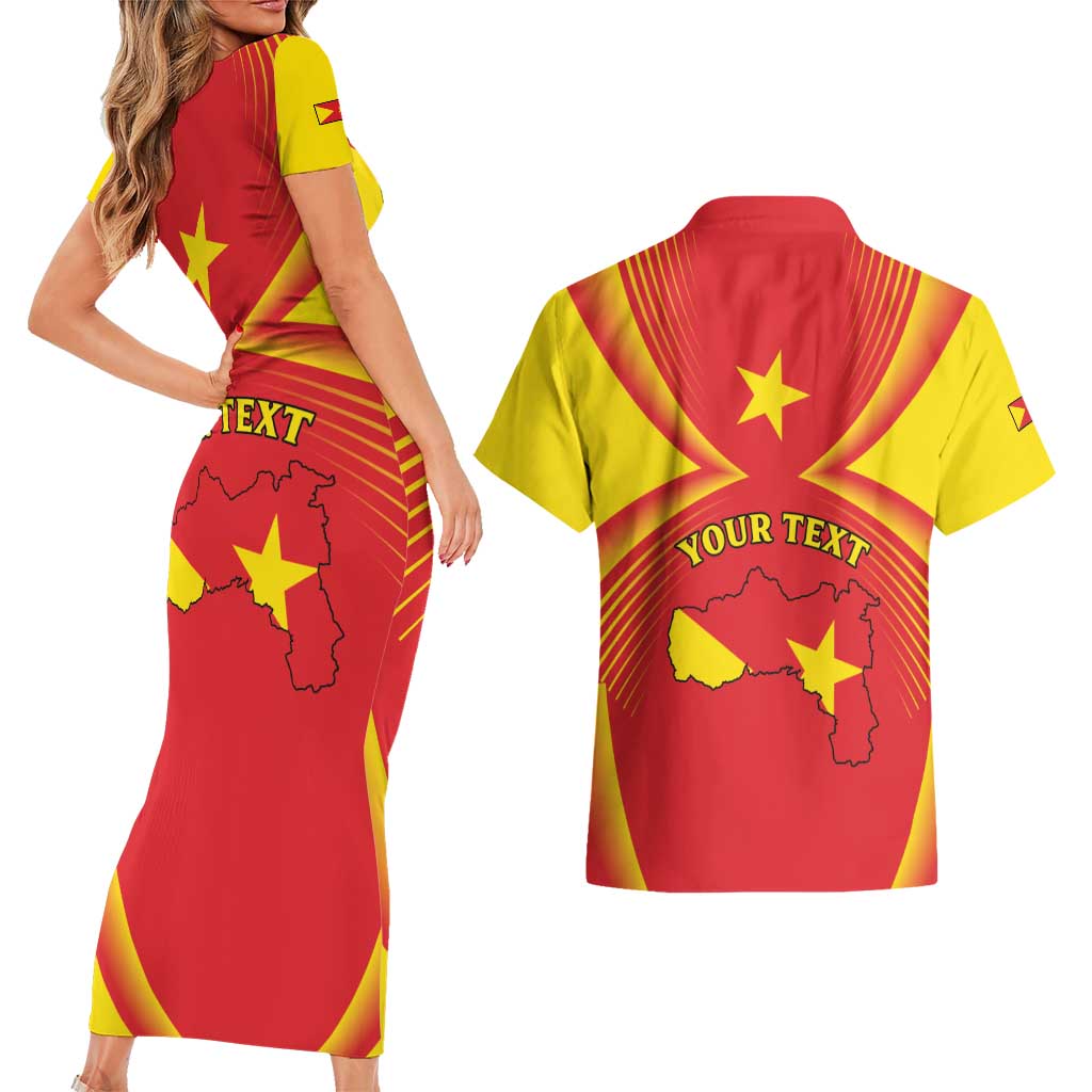 Personalized Ethiopia Tigray Region Couples Matching Short Sleeve Bodycon Dress and Hawaiian Shirt Coat Of Arms With Map