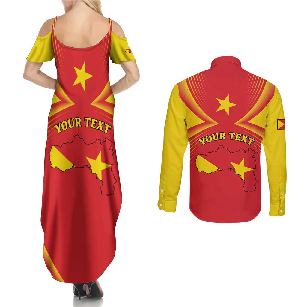 Personalized Ethiopia Tigray Region Couples Matching Summer Maxi Dress and Long Sleeve Button Shirt Coat Of Arms With Map