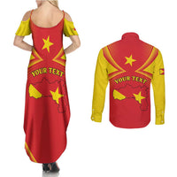 Personalized Ethiopia Tigray Region Couples Matching Summer Maxi Dress and Long Sleeve Button Shirt Coat Of Arms With Map