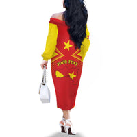 Personalized Ethiopia Tigray Region Family Matching Off The Shoulder Long Sleeve Dress and Hawaiian Shirt Coat Of Arms With Map