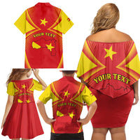 Personalized Ethiopia Tigray Region Family Matching Off Shoulder Short Dress and Hawaiian Shirt Coat Of Arms With Map