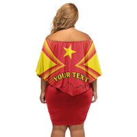 Personalized Ethiopia Tigray Region Family Matching Off Shoulder Short Dress and Hawaiian Shirt Coat Of Arms With Map