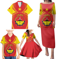 Personalized Ethiopia Tigray Region Family Matching Puletasi and Hawaiian Shirt Coat Of Arms With Map