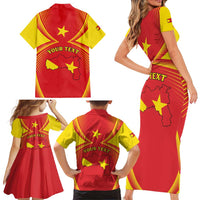 Personalized Ethiopia Tigray Region Family Matching Short Sleeve Bodycon Dress and Hawaiian Shirt Coat Of Arms With Map
