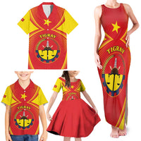 Personalized Ethiopia Tigray Region Family Matching Tank Maxi Dress and Hawaiian Shirt Coat Of Arms With Map