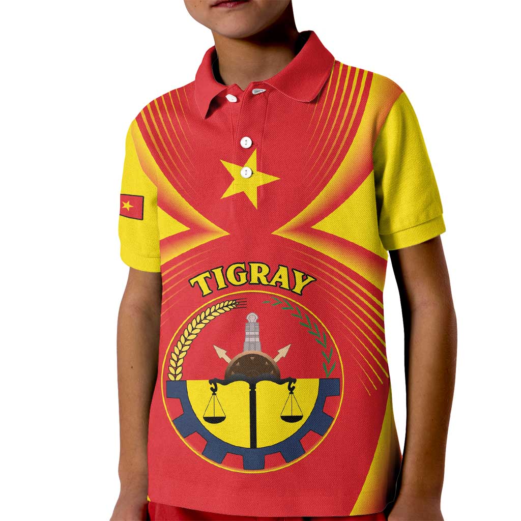 Personalized Ethiopia Tigray Region Kid Polo Shirt Coat Of Arms With Map