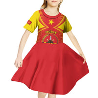 Personalized Ethiopia Tigray Region Kid Short Sleeve Dress Coat Of Arms With Map