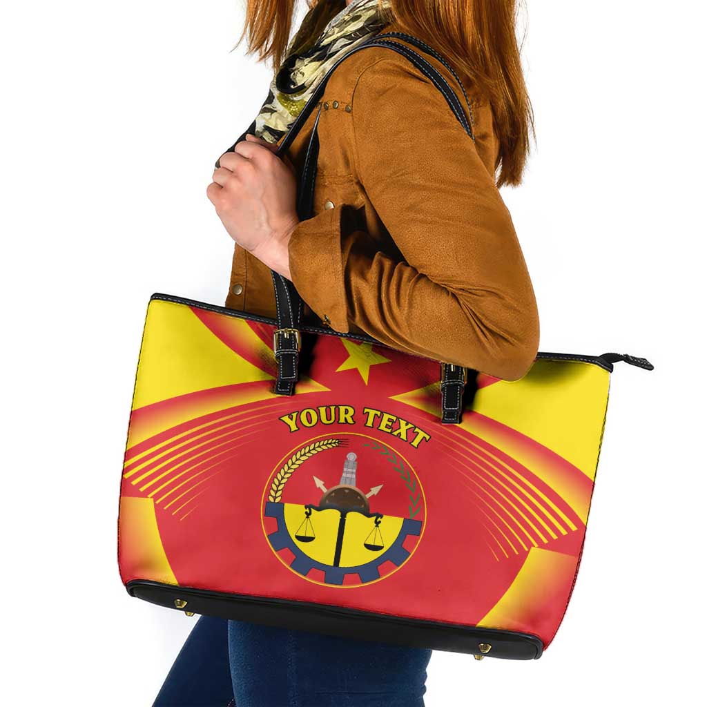 Personalized Ethiopia Tigray Region Leather Tote Bag Coat Of Arms With Map