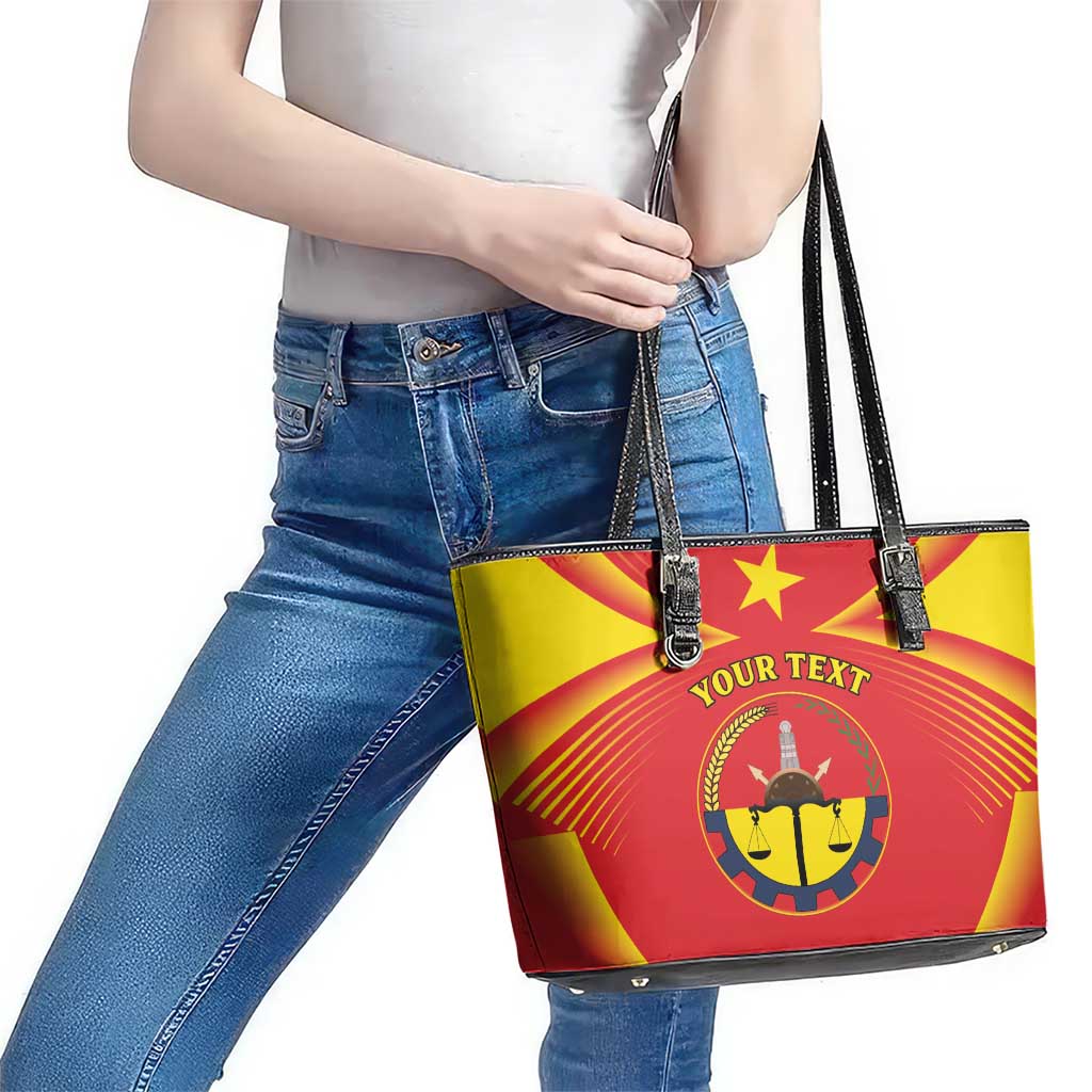 Personalized Ethiopia Tigray Region Leather Tote Bag Coat Of Arms With Map