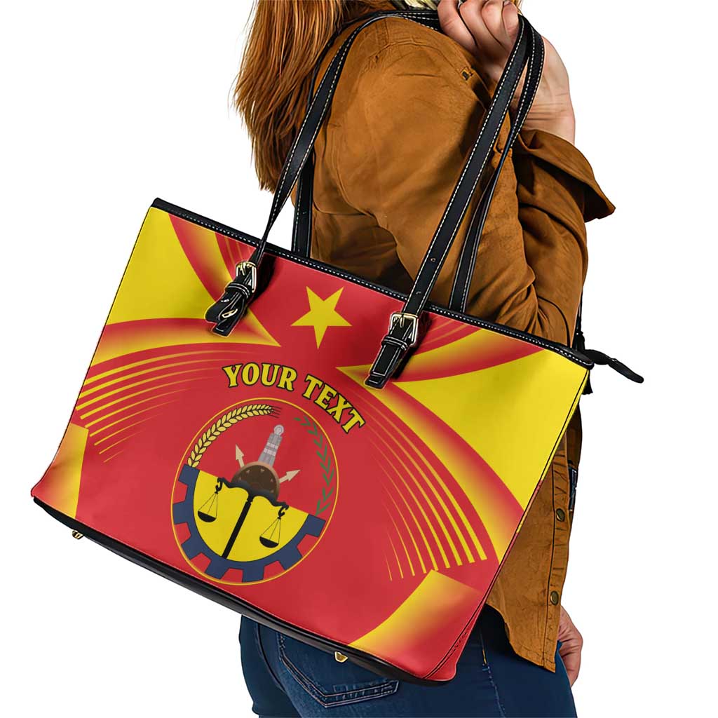 Personalized Ethiopia Tigray Region Leather Tote Bag Coat Of Arms With Map