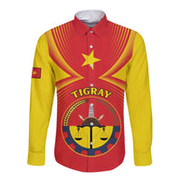 Personalized Ethiopia Tigray Region Long Sleeve Button Shirt Coat Of Arms With Map