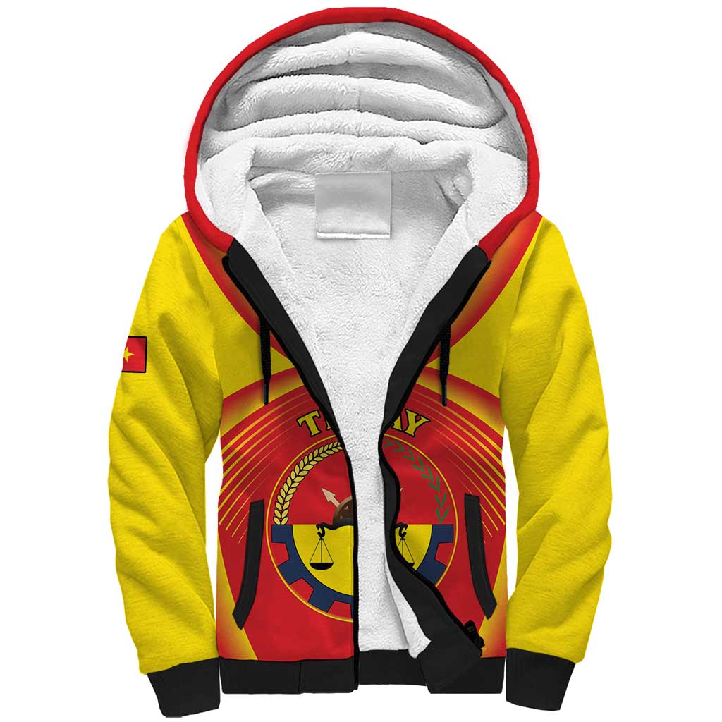 Personalized Ethiopia Tigray Region Sherpa Hoodie Coat Of Arms With Map