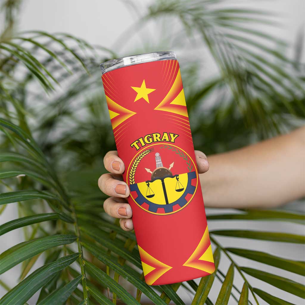 Personalized Ethiopia Tigray Region Skinny Tumbler Coat Of Arms With Map