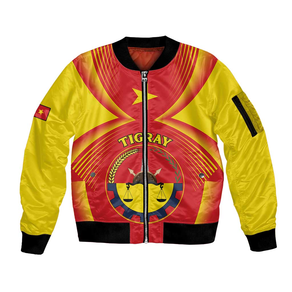 Personalized Ethiopia Tigray Region Sleeve Zip Bomber Jacket Coat Of Arms With Map