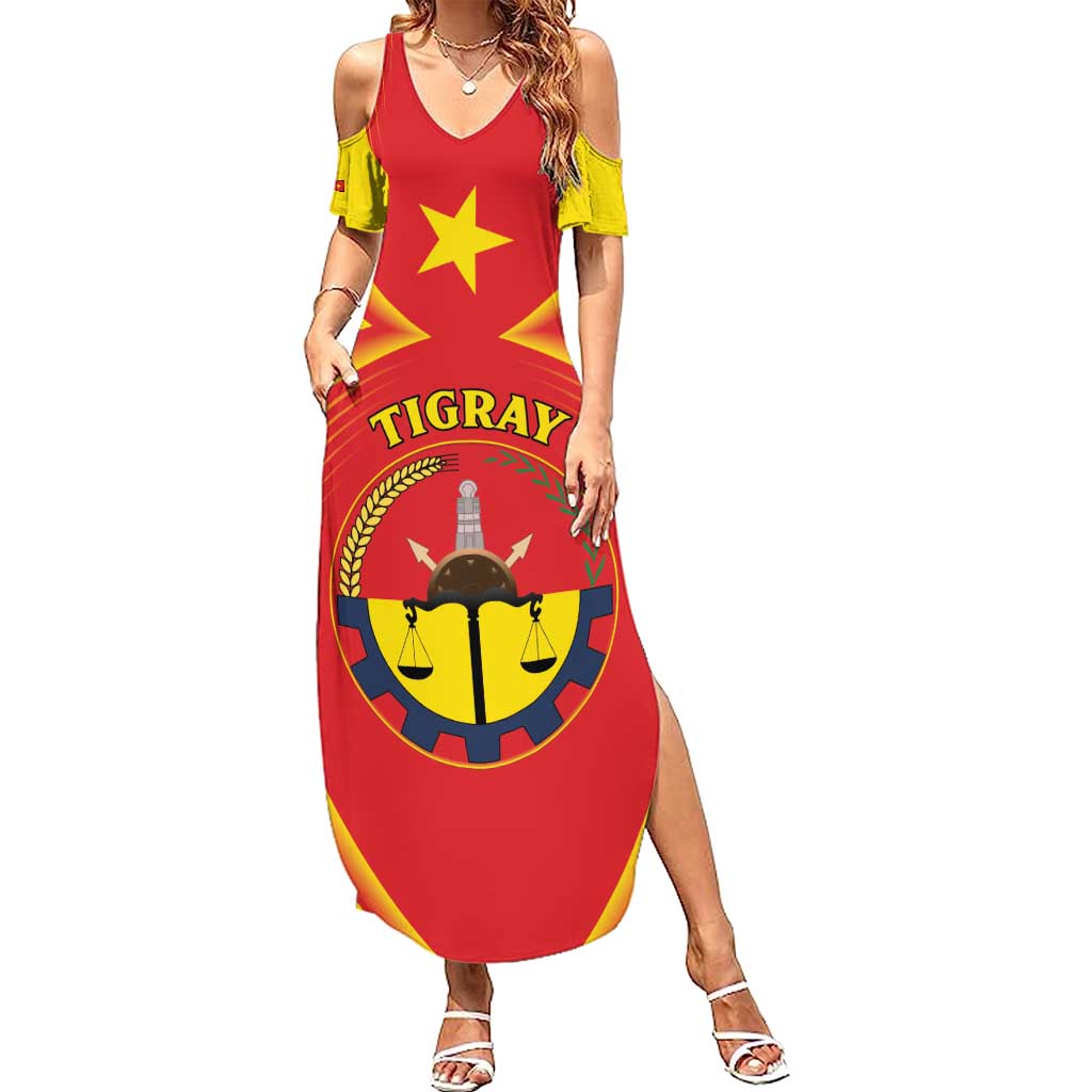 Personalized Ethiopia Tigray Region Summer Maxi Dress Coat Of Arms With Map