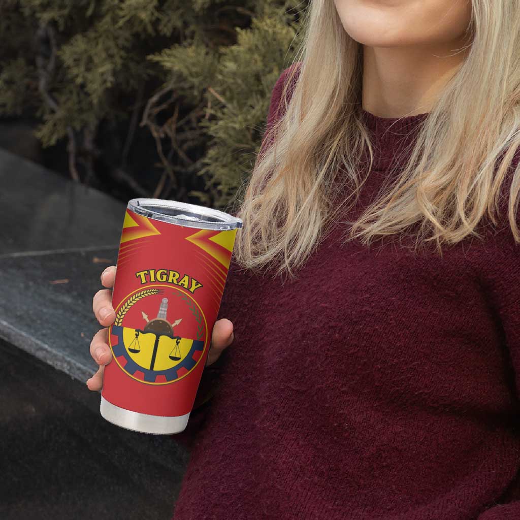 Personalized Ethiopia Tigray Region Tumbler Cup Coat Of Arms With Map