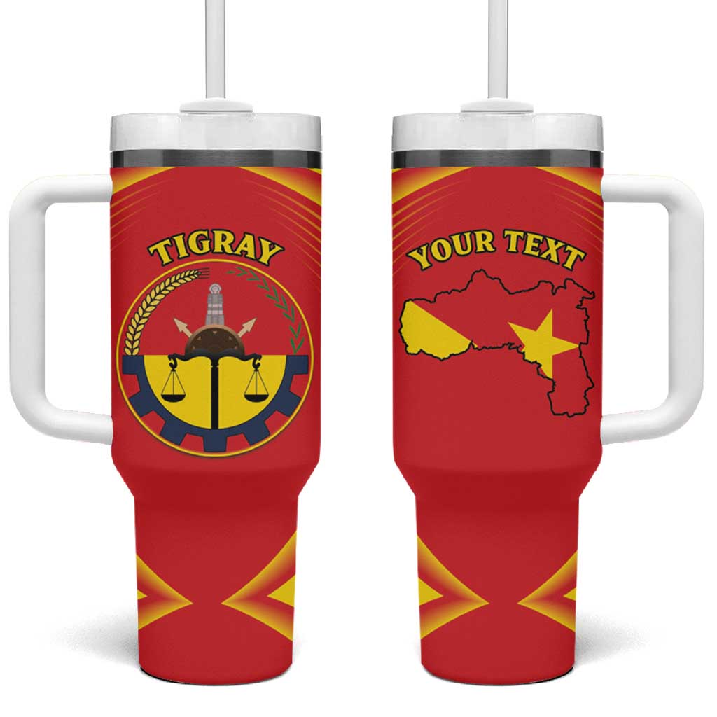 Personalized Ethiopia Tigray Region Tumbler With Handle Coat Of Arms With Map