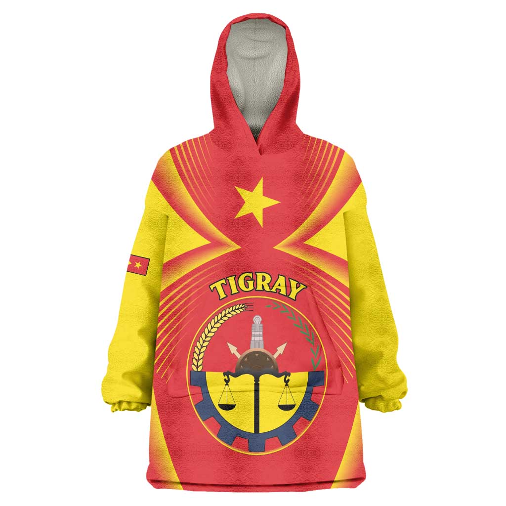 Personalized Ethiopia Tigray Region Wearable Blanket Hoodie Coat Of Arms With Map