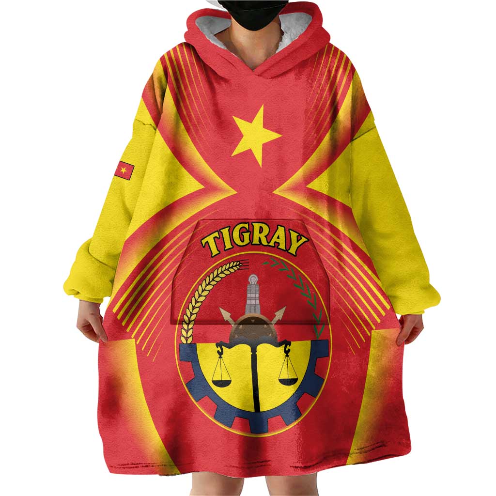 Personalized Ethiopia Tigray Region Wearable Blanket Hoodie Coat Of Arms With Map