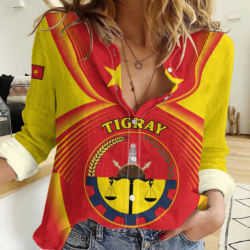 Personalized Ethiopia Tigray Region Women Casual Shirt Coat Of Arms With Map
