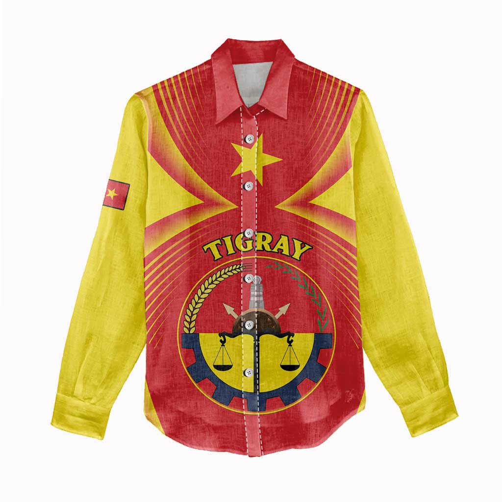 Personalized Ethiopia Tigray Region Women Casual Shirt Coat Of Arms With Map