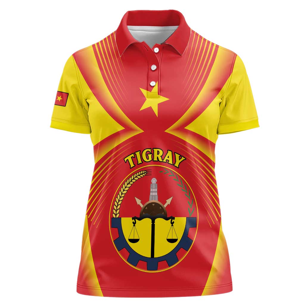 Personalized Ethiopia Tigray Region Women Polo Shirt Coat Of Arms With Map