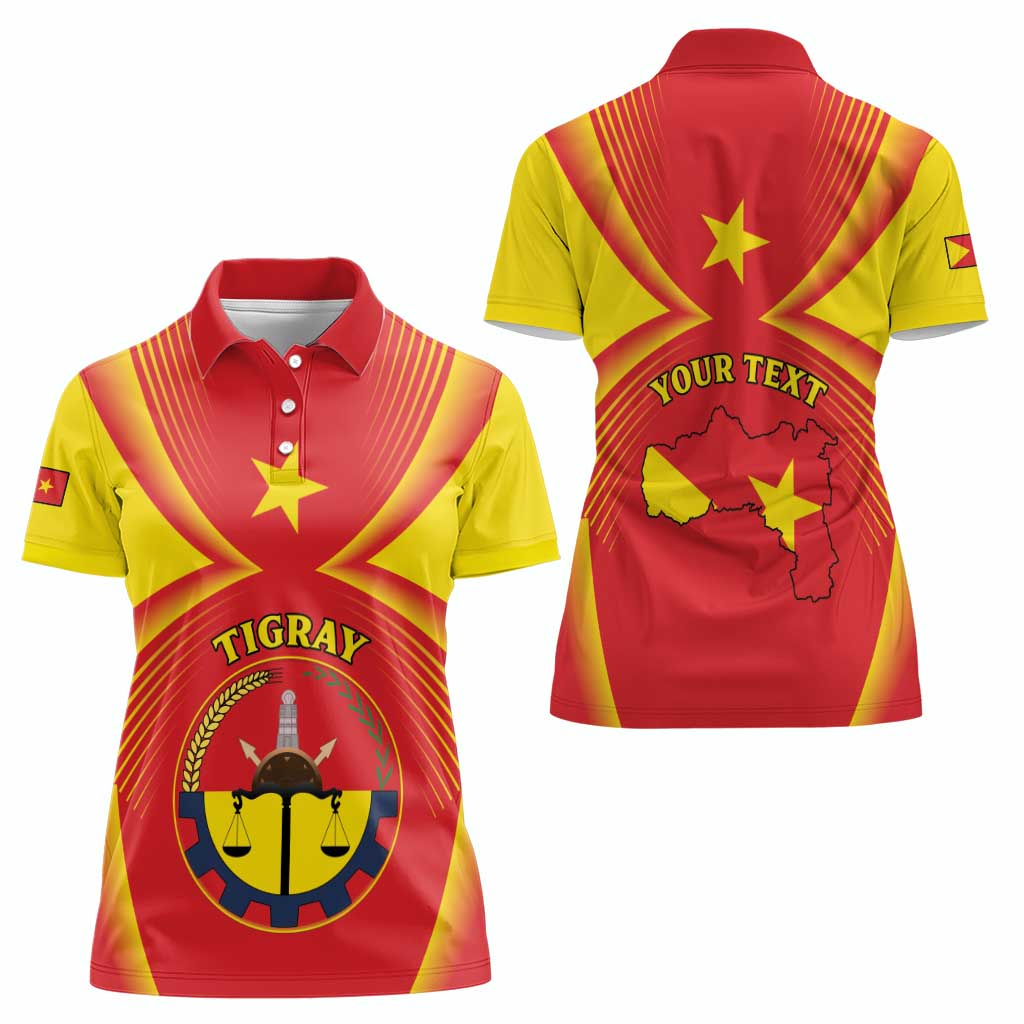 Personalized Ethiopia Tigray Region Women Polo Shirt Coat Of Arms With Map