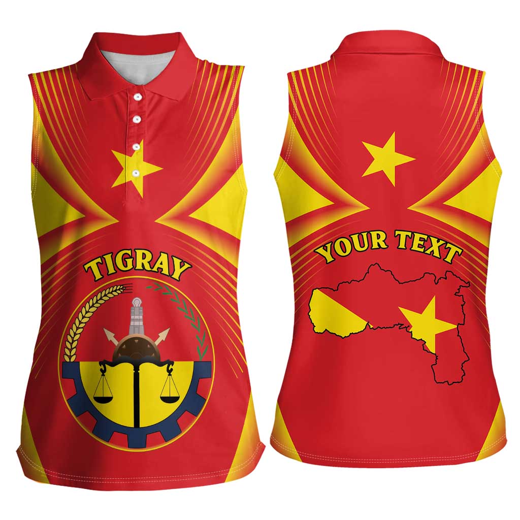 Personalized Ethiopia Tigray Region Women Sleeveless Polo Shirt Coat Of Arms With Map