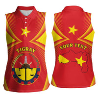Personalized Ethiopia Tigray Region Women Sleeveless Polo Shirt Coat Of Arms With Map