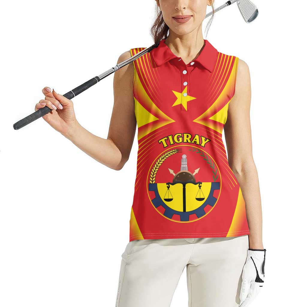 Personalized Ethiopia Tigray Region Women Sleeveless Polo Shirt Coat Of Arms With Map