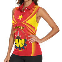 Personalized Ethiopia Tigray Region Women Sleeveless Polo Shirt Coat Of Arms With Map