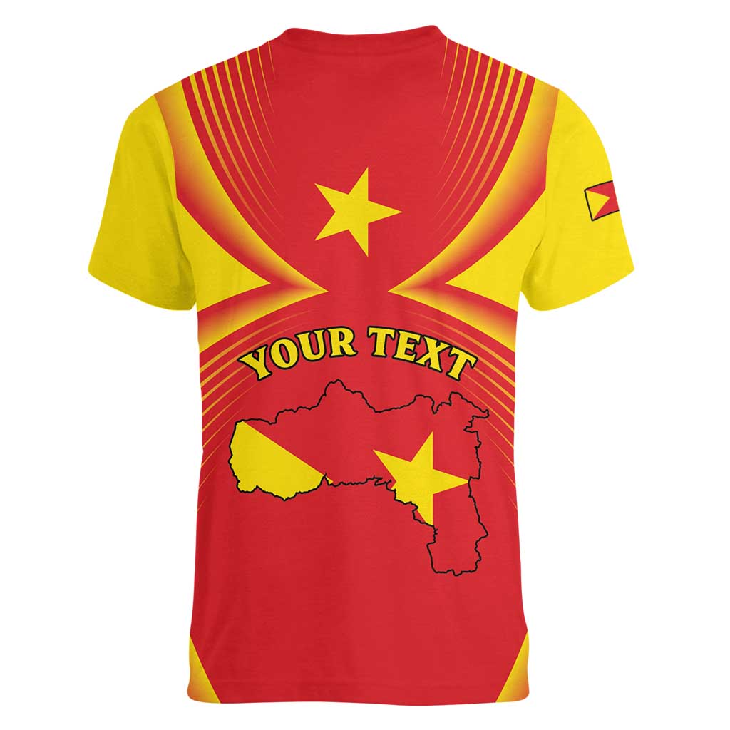 Personalized Ethiopia Tigray Region Women V-Neck T-Shirt Coat Of Arms With Map