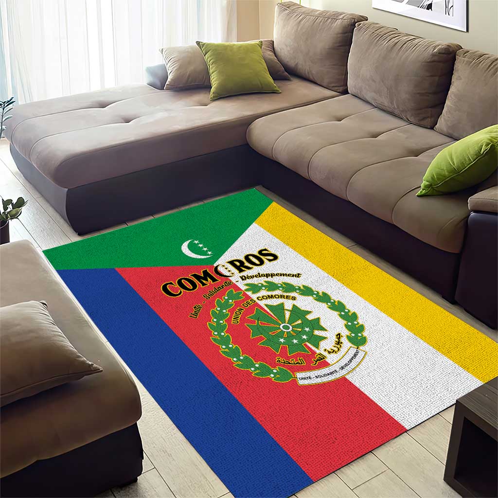 Comoros Area Rug Coat Of Arms Flag Style